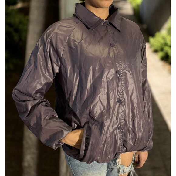 Vintage Changing Scene Jacket Women's Lilac WindBreaker Button Up 80s Pockets - Picture 1 of 10